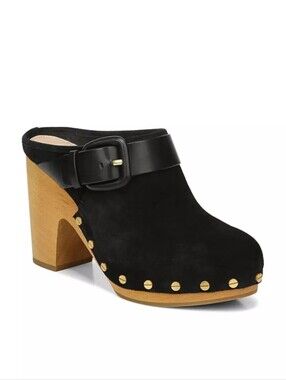 NWOB Veronica Beard Black Suede Studded Clogs  Size 9
